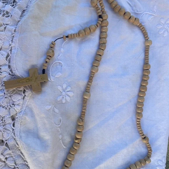 Handmade Rosary Necklace with St Benedict Crucifix Cross - Picture 3 of 4